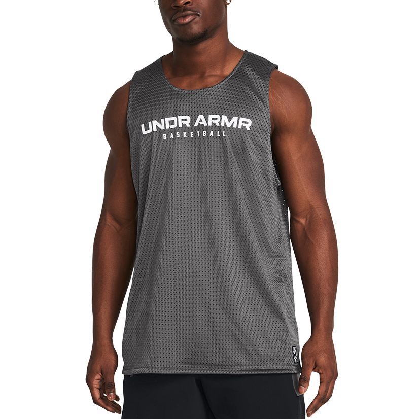 Under Armour Baseline Letter Print Crew Neck Sleeveless Vest Men Tops Dark-Gray 1386059-025