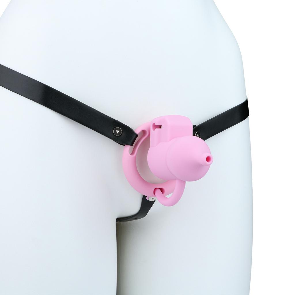 Men Short CB Lock Penis Cage Cock Lock Silicone Chastity Lock Sex Toy Femdom BDSM Ball Stretcher
