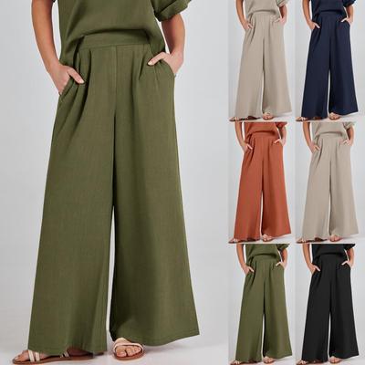 Women’s Summer Casual  Wide Leg Pants With Pocket
