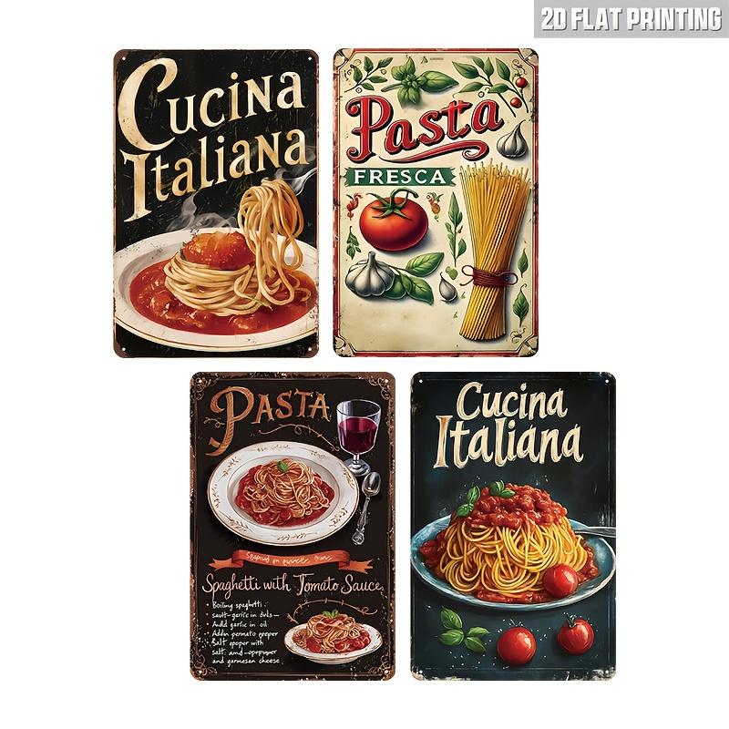 Hisun Tin Sign Vintage Cucina Italiana Pasta Metal Tin Sign Retro Italian Food Wall Art Decor for Kitchen Restaurant Diner Rustic Iron Painting