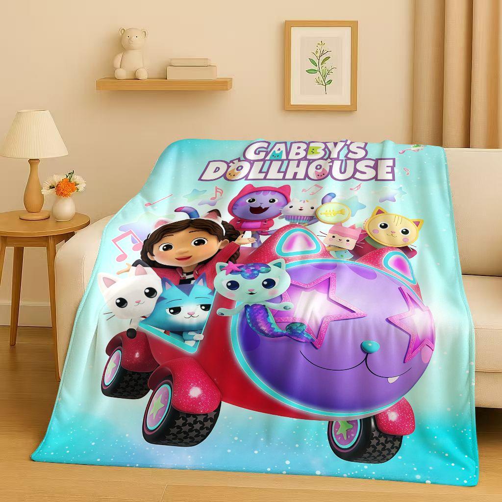 HD Niedliches Gabi's Puppenhaus Cartoon Flanelldecke, Ultra Weiche Warme Plüschdecke für Zuhause Schlafzimmer Bett Sofa Abdeckung Picknick Mädchen Geschenk