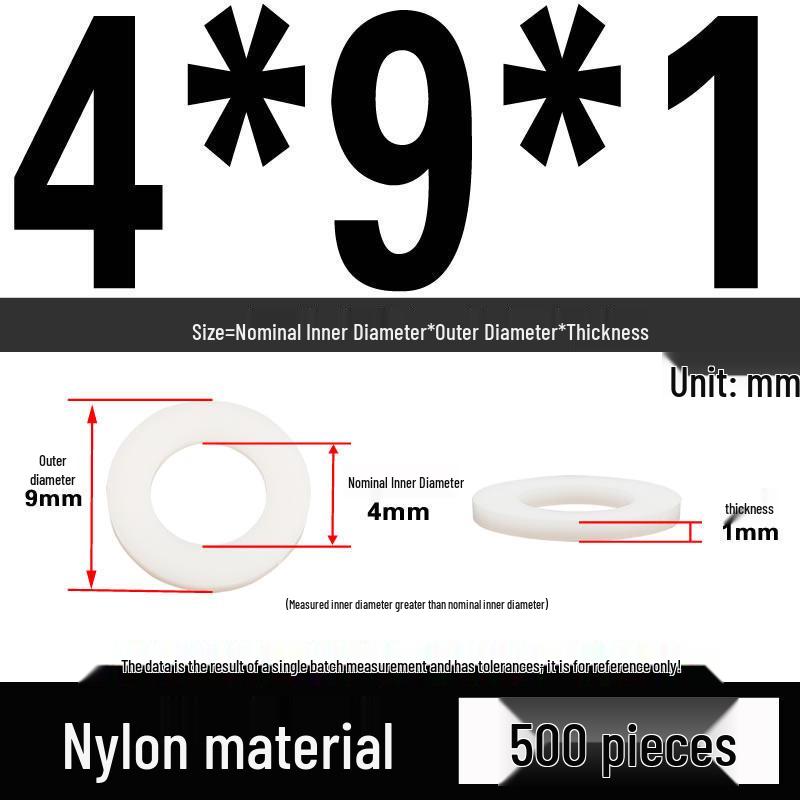 White Wear-Resistant Nylon Flat Washer Round Plastic Insulating Gasket M4-M20