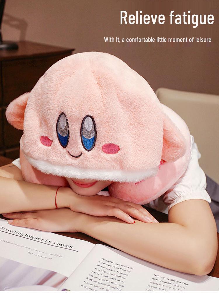 Hooded Cartoon U-Shaped Travel Neck Pillow with Hat - Gift for Girls