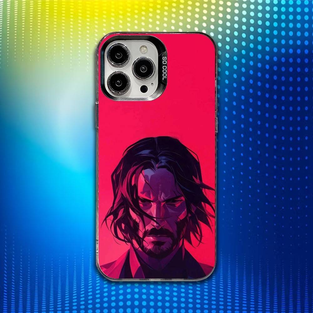 Custodia per Telefono Film J-John Wick Per iPhone 16,15,14,13,12,11,Mini,Pro,SE,MAX Bianca Opaca Cover Antiurto
