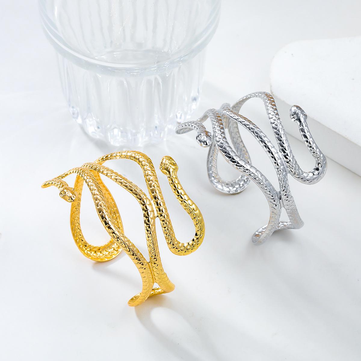 

Trendy Snake-Shaped Alloy Bracelet: Bohemian Hip-Hop Style for Women срібний