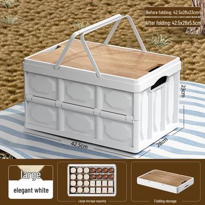 Faltbare Outdoor-Aufbewahrungsbox mit Holzdeckel