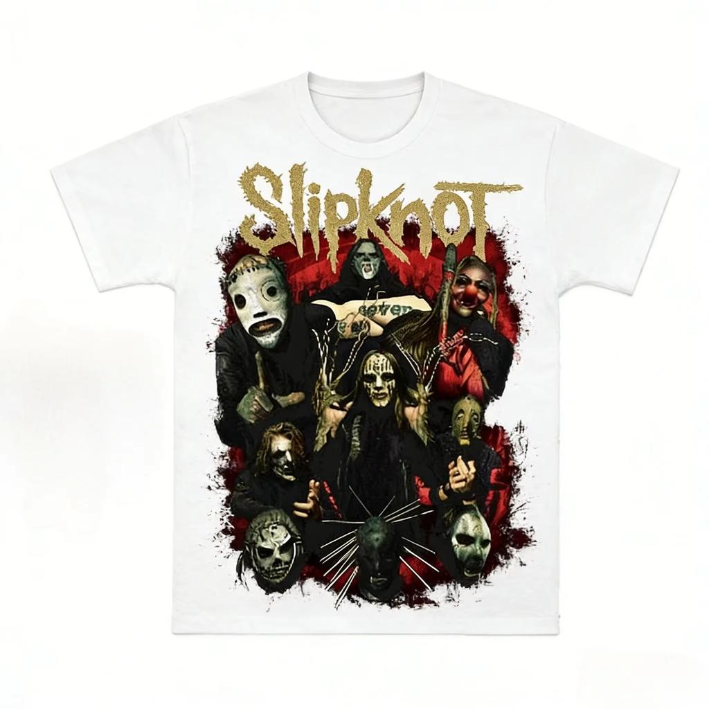 Slipknot Metal Band T-Shirt da Uomo Cotone Unisex Girocollo Manica Corta Oversize Y2k Moda Popolare Stile Horror Regali per Fan