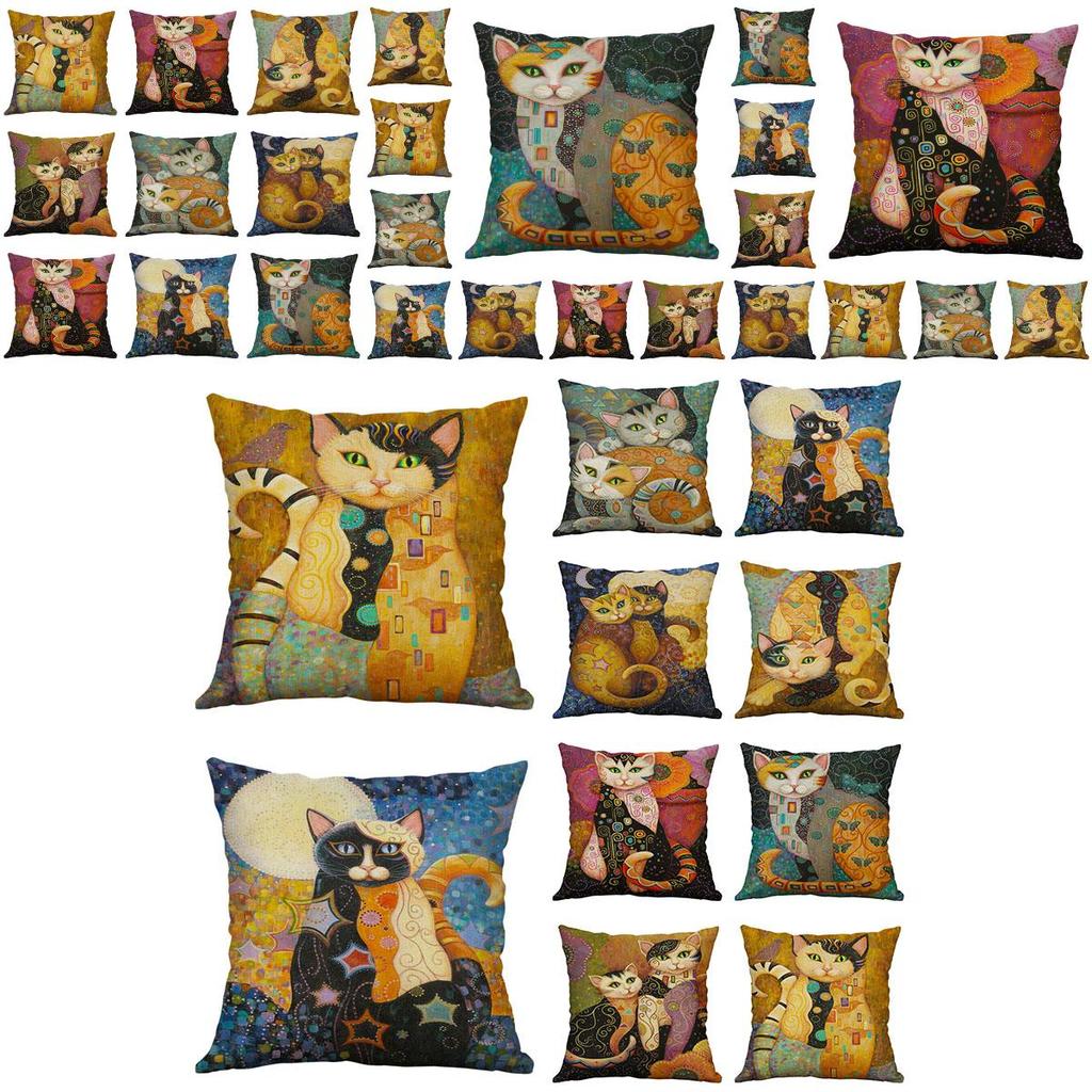 Square 177" Vintage Cats Pillow Case Cover Sofa Waist Cushion Covers Home Decor