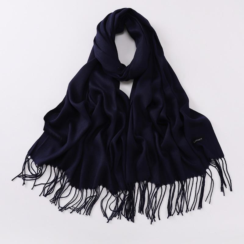 Autumn and winter various solid color imitation cashmere scarves women's monochrome thickened warm fringed shawl scarf scarf bright red scarf