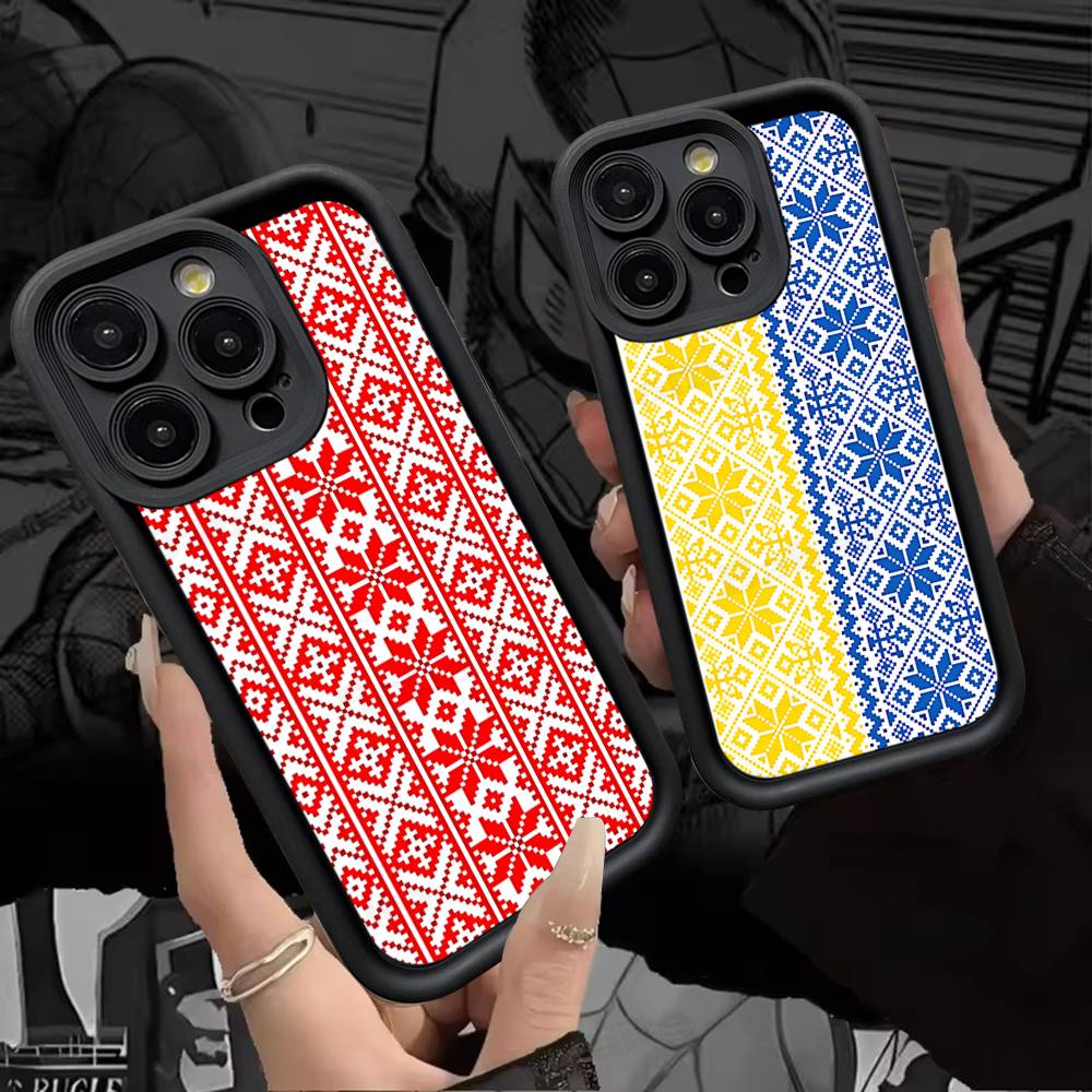 G-Ukraine Ornament Pattern For IPhone 17 Pro Max 16 15 14 13 12 11 Plus Black Soft Phone Cover