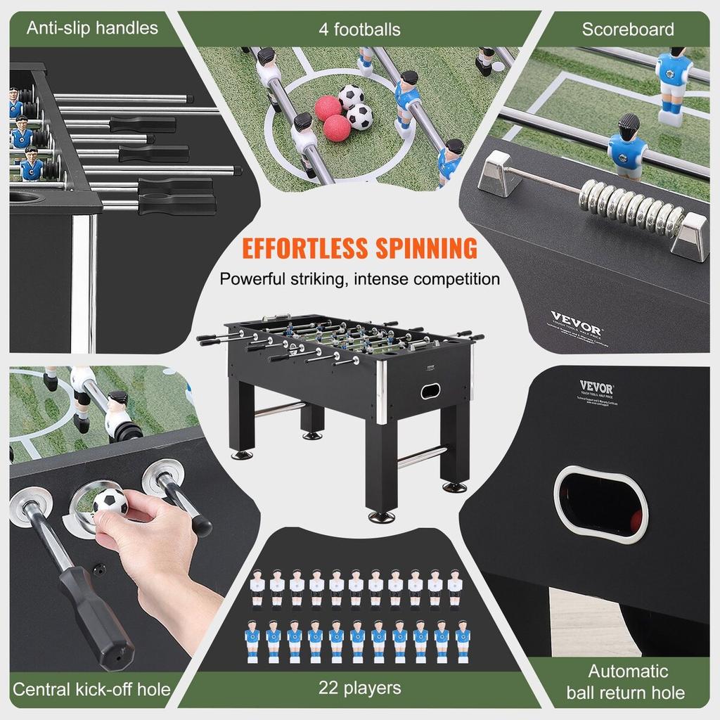 Foosball Table, 55 inch Standard Size Foosball Table, Indoor Full Size Foosball Table for Home, Family, and Game Room, Soccer with Foosball Table Set,