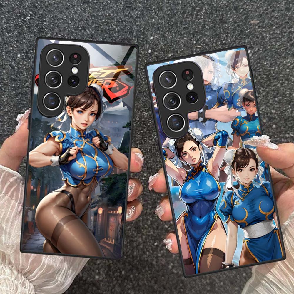 Street Fighter Chunli Phone Case for Samsung Galaxy S26 S25 S24 S23 S22 S21 S20 Note20 Plus FE Ultra Glass Colorful Cover Cover