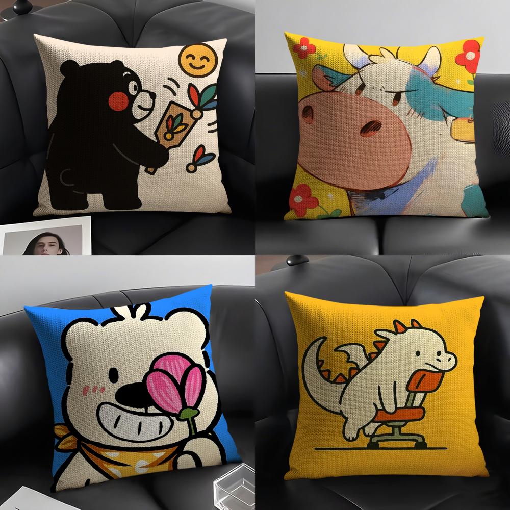 3 Funny And Quirky Party Animals Pillow Case Home Living Room Decoration Linen Pillowcover Pillow Cases Cushion Cover