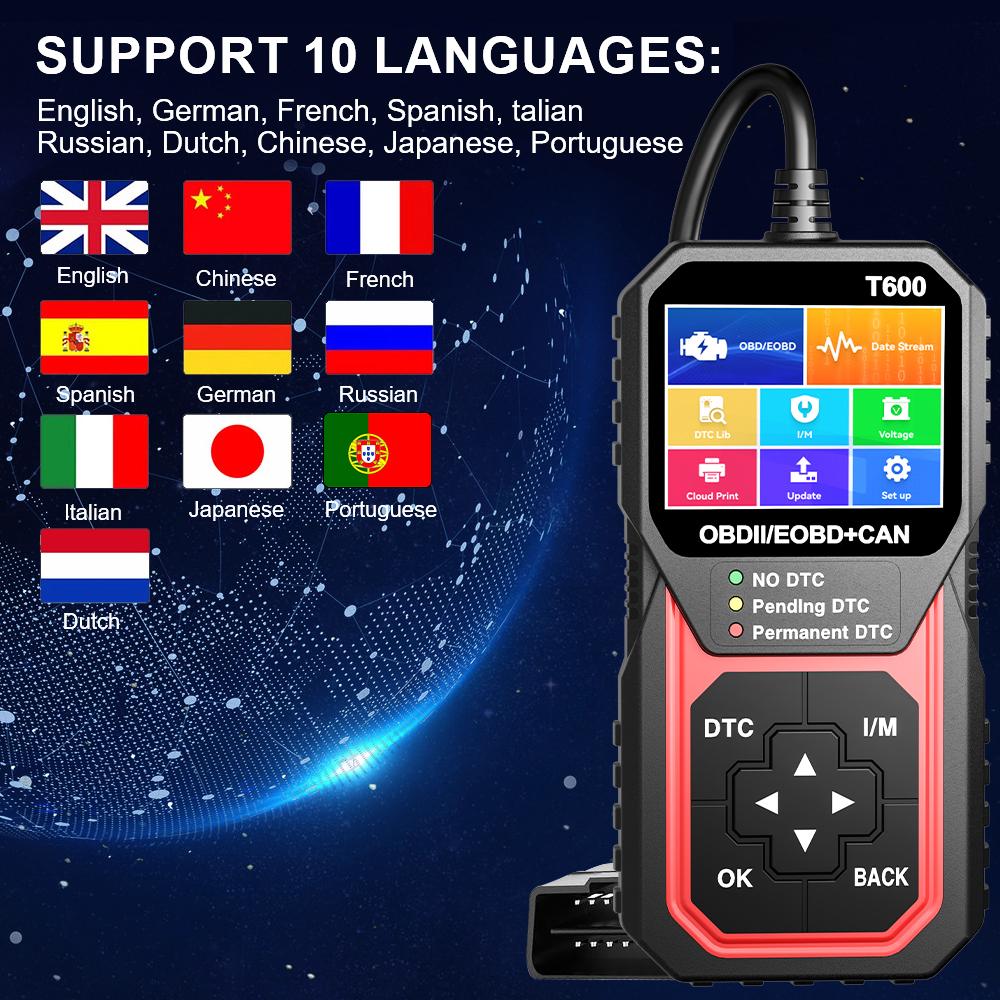 T600 Instrument de Diagnostic Auto Auto Scanner OBDII Cititor de Coduri BD2 Funcționează Pentru Toate Mașinile Șterge/Șterge Coduri YM109 YM119 Multilingv