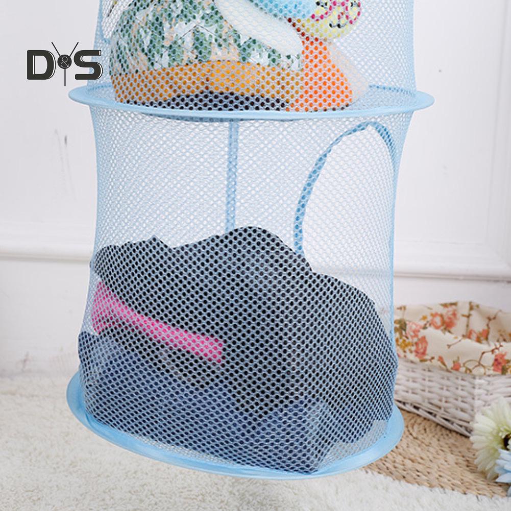 Divoký zvonek 4 vrstvy síťovaný skládací úložný regál na dětské hračky závěsný koš drobnosti