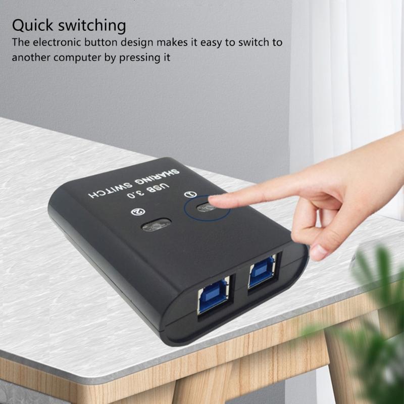USB Printer Sharing Device, 2 in 1 Out Printer Manual Sharing Device 2Port KVM Switching Splitter Hubs Converters