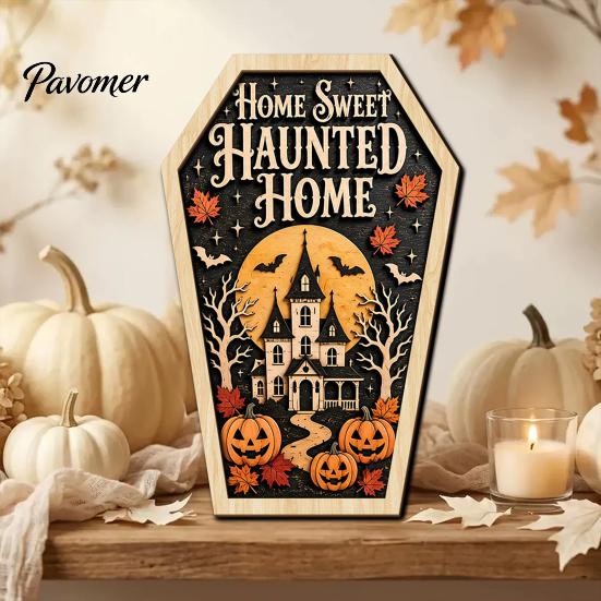 Verweerd Houten Wanddecoratie Vintage Halloween Houten Decoratie, Kistvormige Tafelblad Ornamenten, Vrijstaande & Seizoensgebonden Feestdecoraties Hangend Ornament
