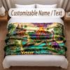 Dinosaur Theme Soft Blanket Personalized Custom Name Text Print Warm Blanket Home Sofa Bedroom Decor