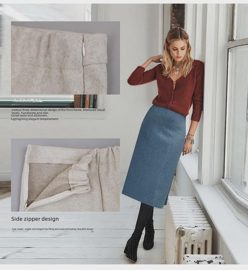 Damen Retro High-Waist Wollrock - Herbst/Winter A-Linie Mittellang