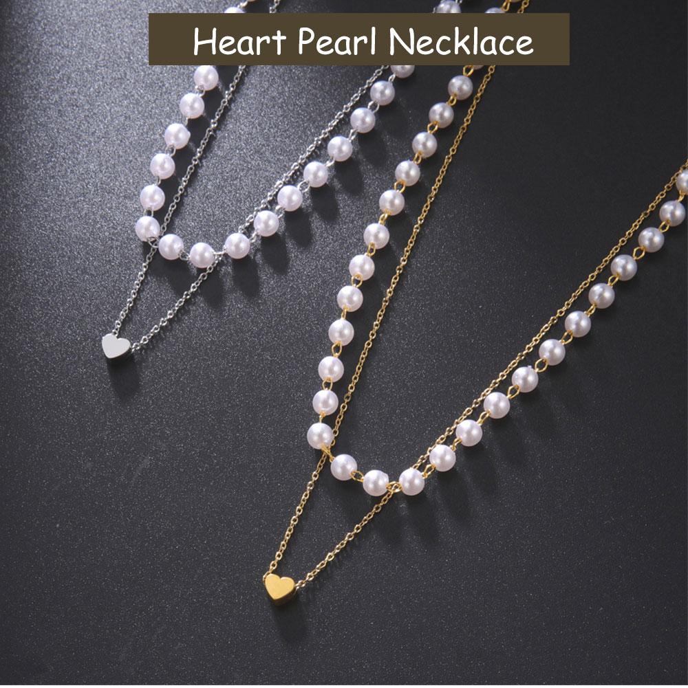 Cazador Trendy Small Heart Imitation Pearl Choker Necklaces for Women Stainless Steel Multilayers Necklaces 2026 Jewelry Gift