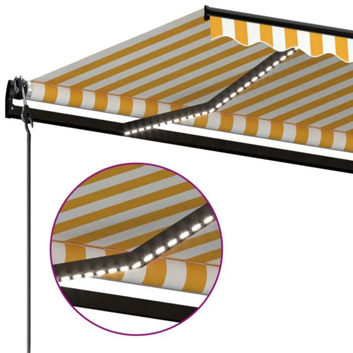 Exclusive House - Automatic LED Wind Sensor Awning 450x350cm Yellow and White