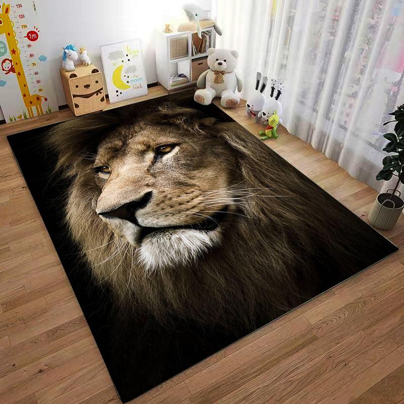 Realistic Lion Head Portrait with Majestic Mane Print Rug Design Brown Yellow Style Suitable for Use As an Anti-slip    for    Room and Bedroom Sofas