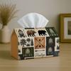 1pc Vintage Rustic Tissue Holder Featuring a Brown Bear And Forest Arrow - Napkin Storage Organizer Suitable for Kitchen, Car, Elegant Decorative Box,