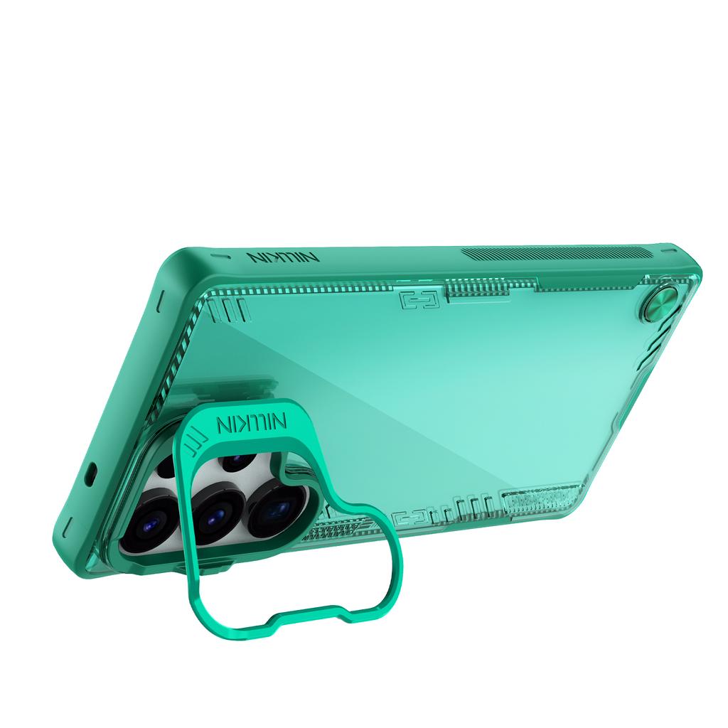 NILLKIN Iceblade Prop For Samsung Galaxy S25 Ultra Case Lens Frame Kickstand PC+TPU Phone Cover