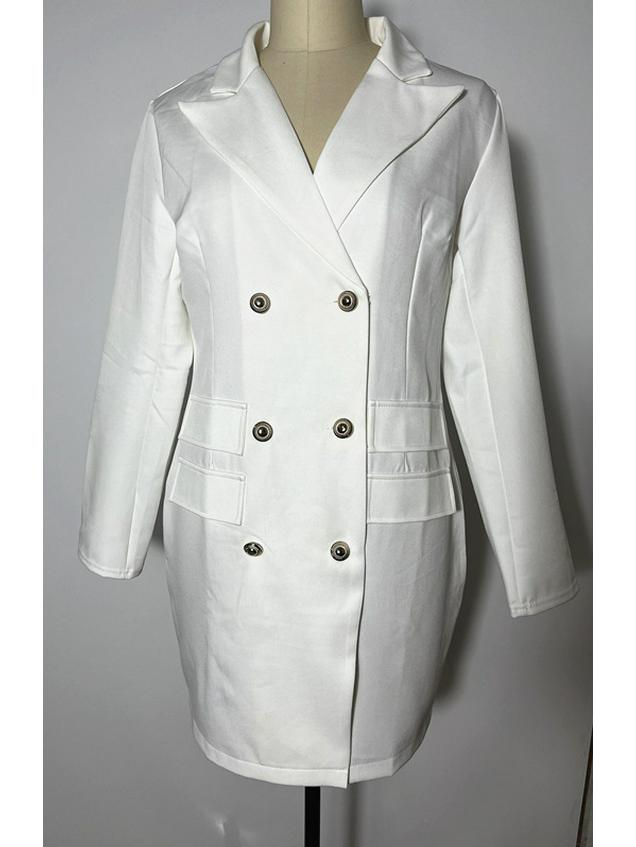 

Женское европейское двубортное платье-пиджак с V-образным вырезом L белый