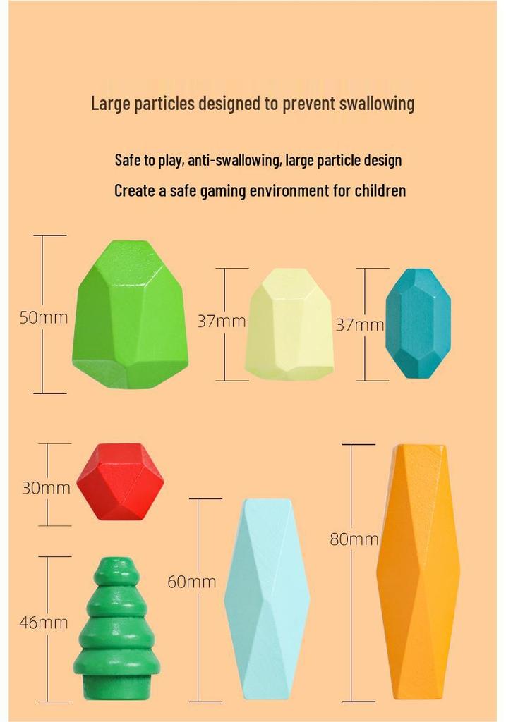 Kids' Nordic-Style Colorful Wooden Stacking Stones: Educational and Interactive Parent-Child Indoor Toy