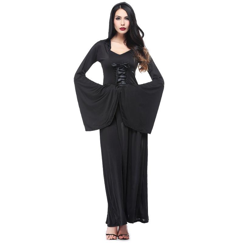 Long Black Stylish Vampire Dress For Women Perfect For Stage Shows And Themed Parties