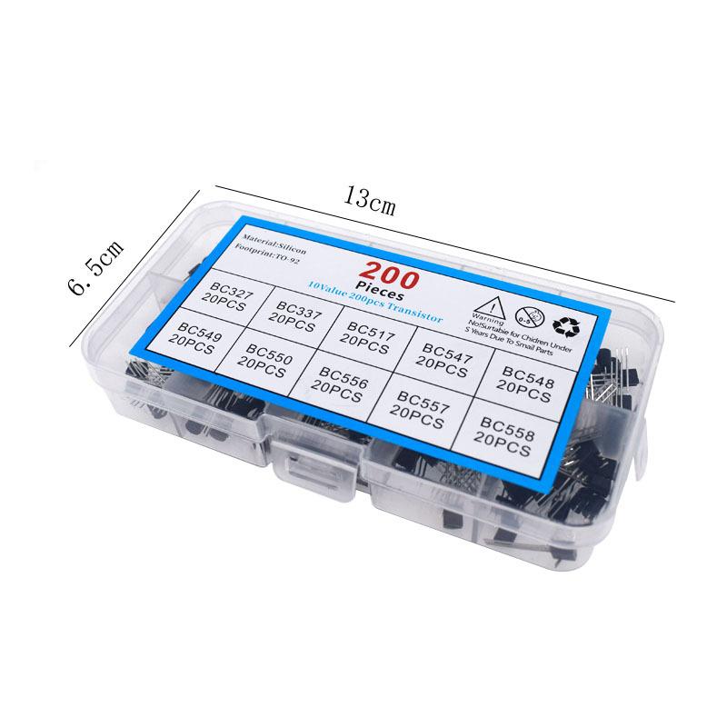 200Pcs To-92 Transistor Kit 10 Types Npn Pnp Bipolar Transistor Assortment For Diy Circuit Project Electronic Experiment Repair