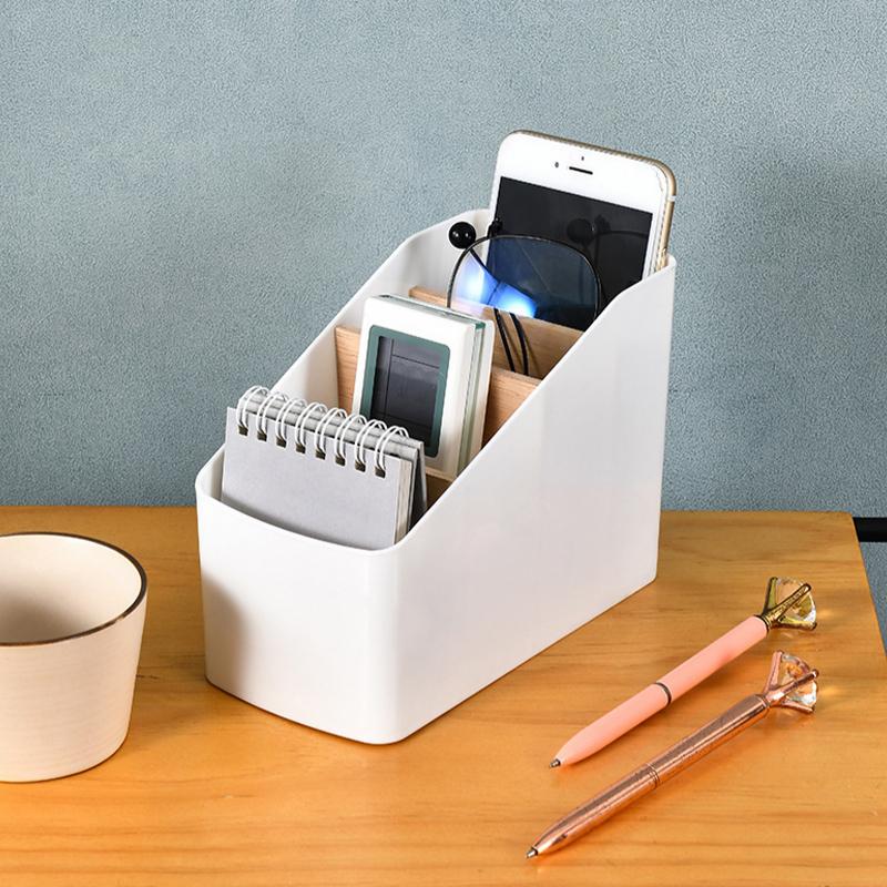 Multipurpose Desktop Storage Box Tv Remote Holder Wooden Table Organizer For Bedroom Living Room Household Detachable Partition
