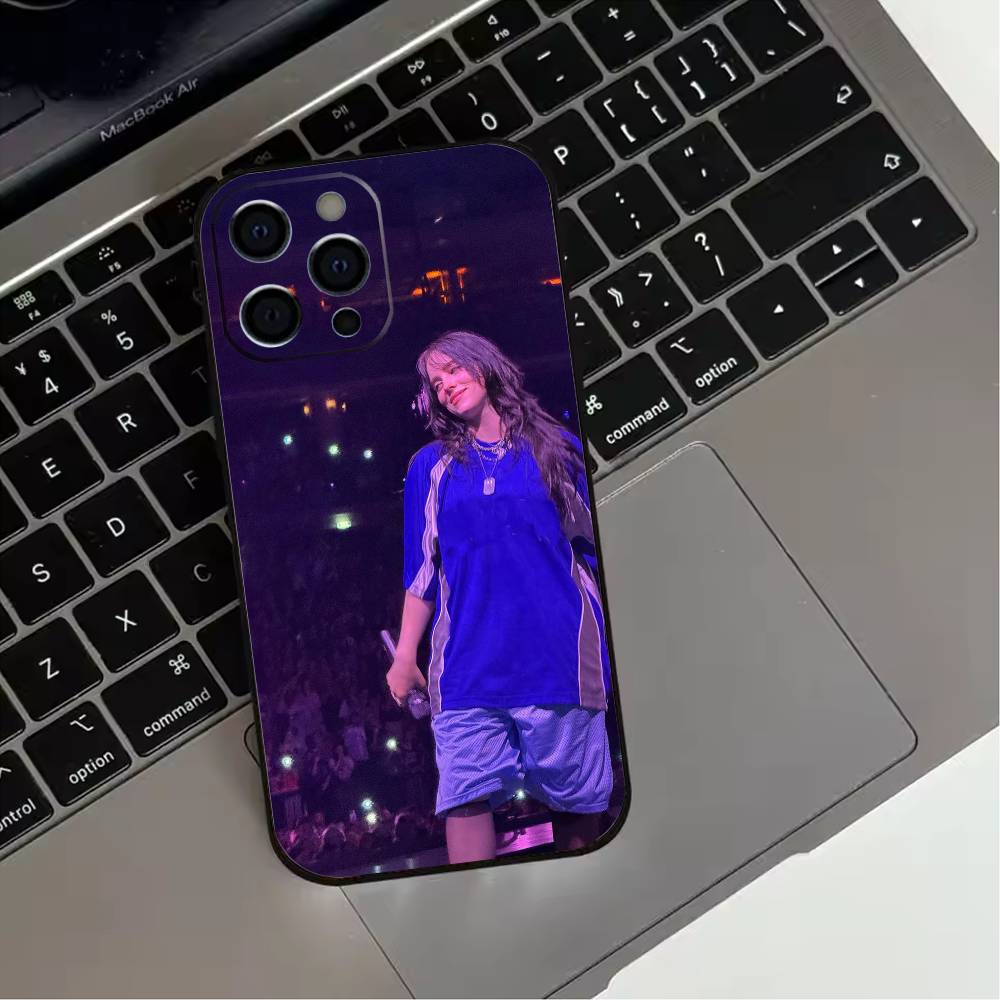 Billie B-BLUE Eilish singer Phone Case For iPhone 17,16,15,14,13,12,11 Plus,Pro Max,XS,Soft Silicone Black Cover