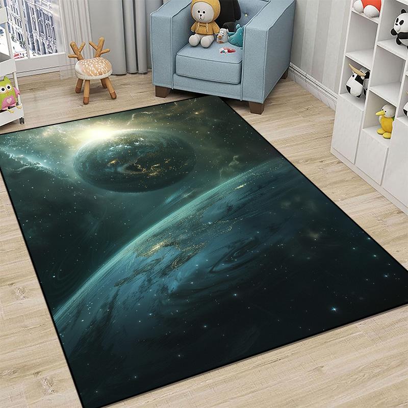 Children Bedroom Decoration Carpet Outer Space Pattern Abstract Carpets Living Room Sofa Area Rug Child Bedside Non-slip Mat