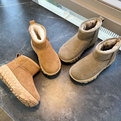 Bottes de neige en cuir à semelle en mousse pour femmes, hiver nouveau, velours chaud, bottes courtes rétro, bottes de mode pour femmes
