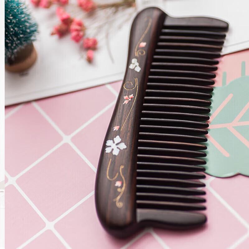 Tan Mujian Portable Striped Ebony Wooden Comb