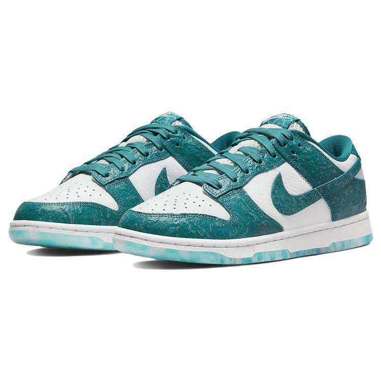 Nike Dunk Low Ocean Women's White Leather Textured Turquoise Overlays Casual Shoes DV3029-100