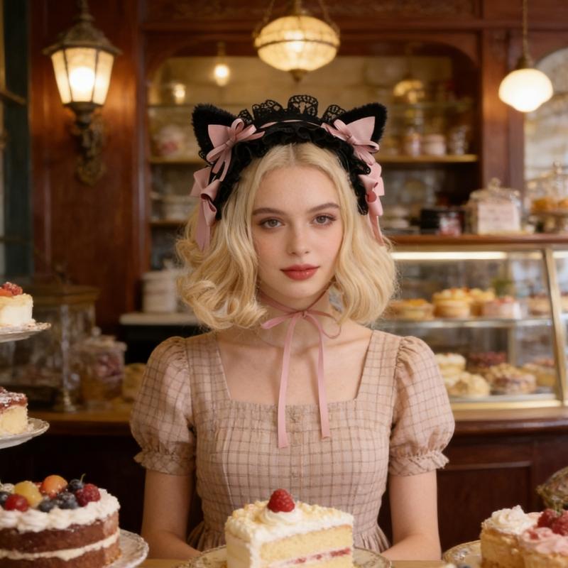Elegant Anime Style Hair Accessory Featuring Gothic Cats Ears and Bows Design Safe Headdress Ideal for Daily Wear