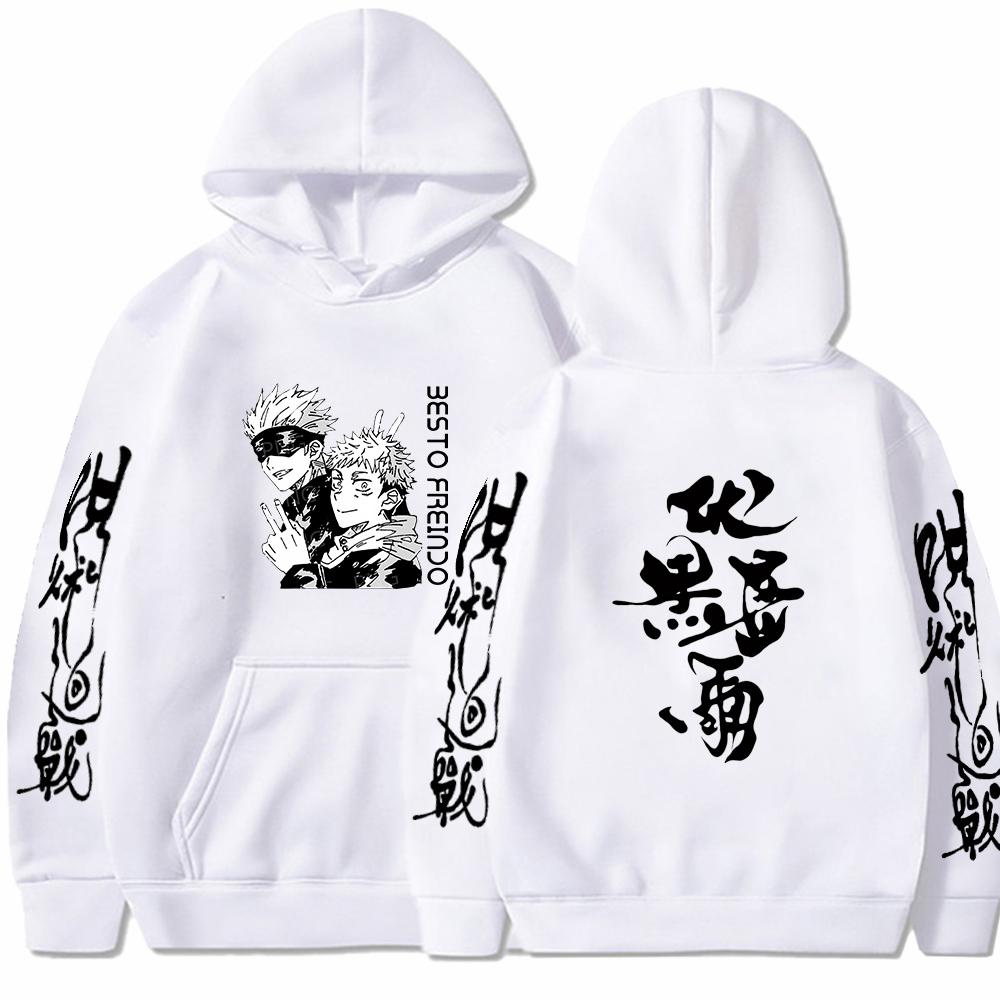 Japan Anime Jujutsu Kaisen Gojo Satoru Graphic Hoodies Oversized Hooded Vintage Long Sleeves Hoodie Men Women Clothes