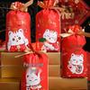 PaPaLuodi Lucky Cat New Year Drawstring Gift Pouch