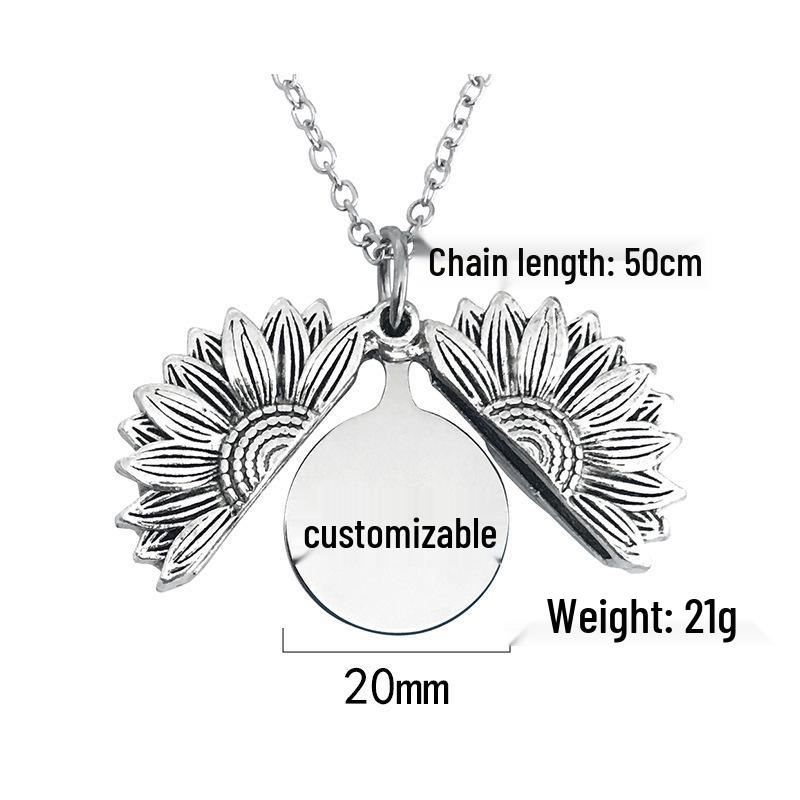 Twelve Constellations Sunflower Titanium Steel Pendant Necklace - European & American Holiday Gift