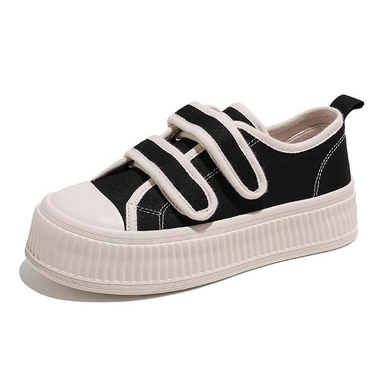 Canvas Shoes Women's 2025 New Summer Breathable One-pedal Lazy Cloth Shoes Velcro Sports and Leisure Biscuits Board Shoes