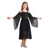 Halloween gotiske kjoler for jenter Butterfly Sleeve Lace Up Dress Cold Shoulder Flowy Medieval Cosplay Dress
