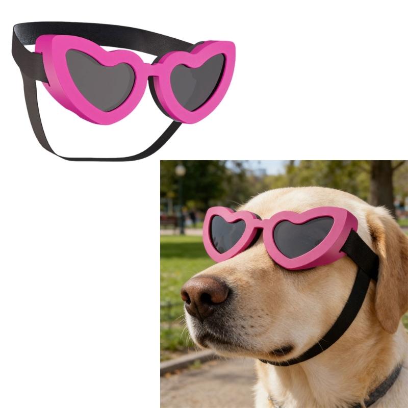 Cute Heart Design Dog Sunglasses PC Lens Wind Sand Dust Proof Protective Eyewears For Pet Walking Running
