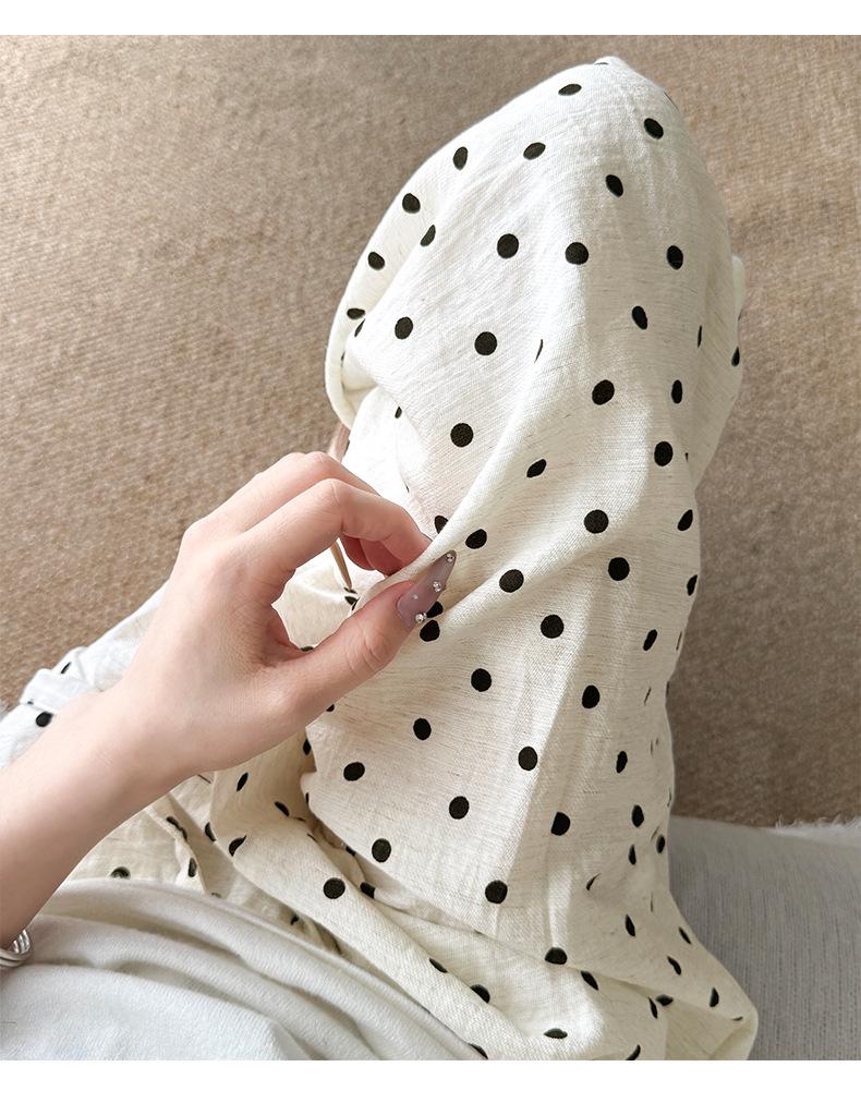 Damen Hochtaillierte Leinenhose mit Polka Dots - Sommer Elastisch Weiter Bein, Große Größe
