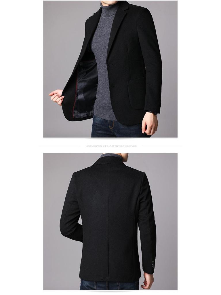 Men's Double-Breasted Cashmere Wool Overcoat & Casual Suit Set for Fall/Winter
