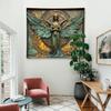 Bronze Angel Statue with Wings and Wheat Wall Art 2D Printing Cloth Spiritual Decor Mythical Figure Home Gallery Tapestry