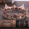 Round Shape Vintage Baroque Crown Pearl Wedding Hair Jewelry Crystal Crown for Women  Pageant Event
