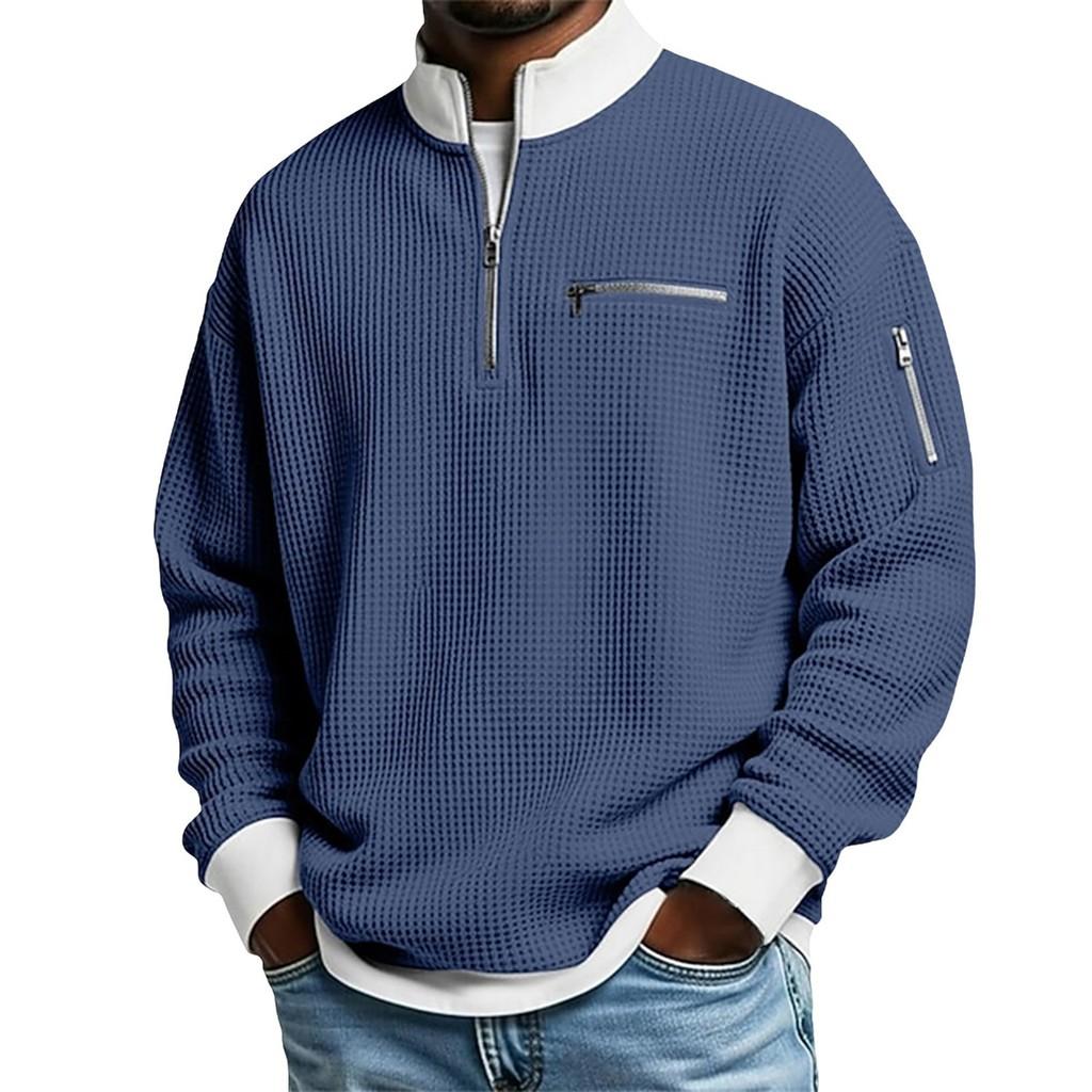 Mens Colorblock Zip Up Hoodie With Polyester Knit Fabric For Casual Sportswear